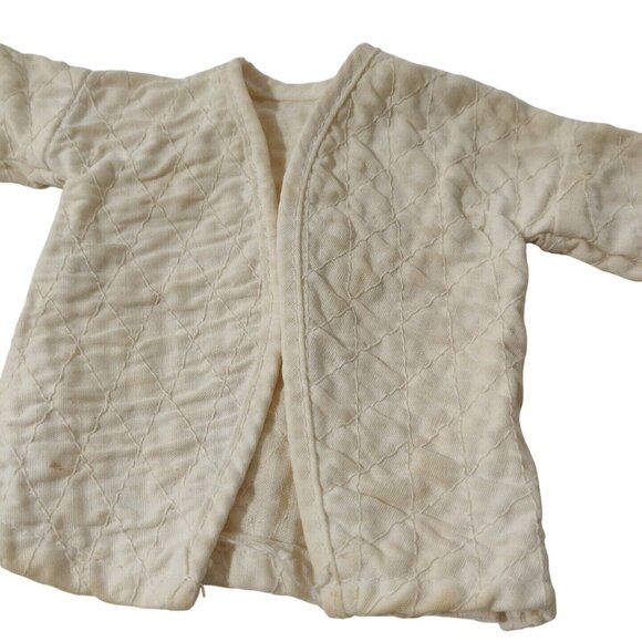 Vintage Kimono Quilted Pattern Fashion Doll Jacket Robe Cream Open Front FLAWS - Picture 2 of 5